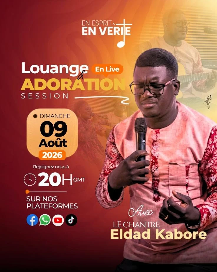Affiche — Louange et Adoration en Live avec le chantre Eldad Kaboré